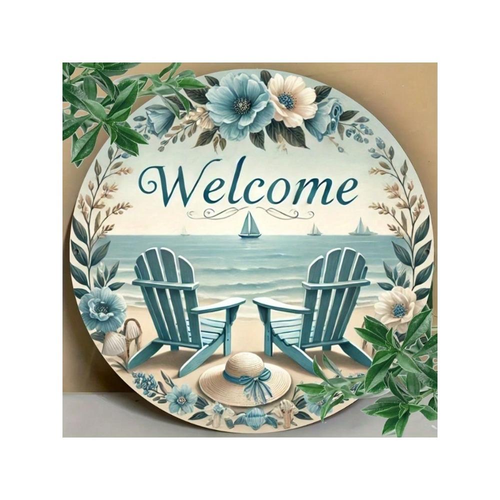 Summer Beach Metal Wall Art Engraved Sign Home Decor