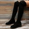 Women's Over-The-Knee Boots Fashion Elegant Suede Leather Tight High Stretch Long Boot Platform Med Heels Shoes 2025 Autumn New