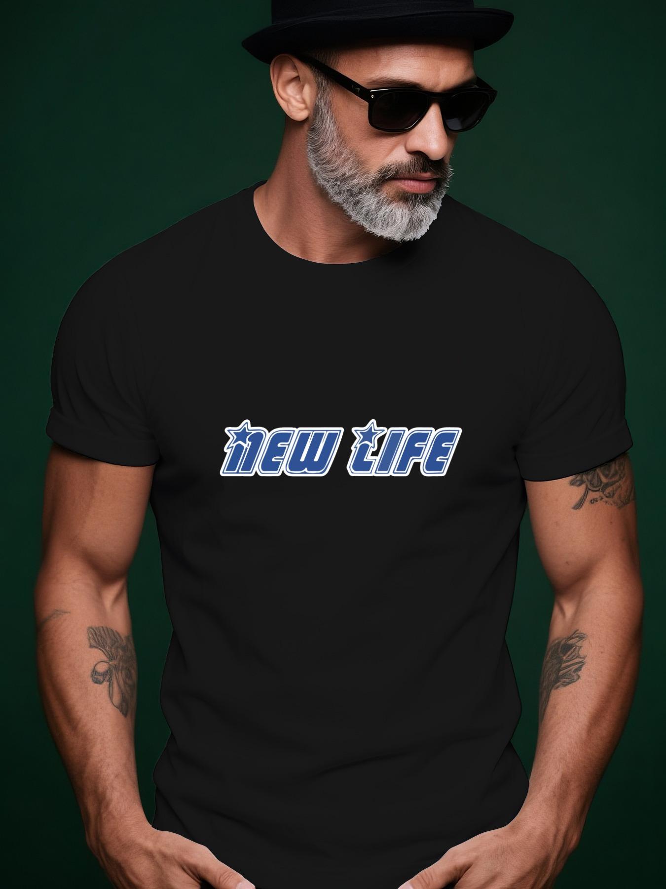 NEW LIFE Graphic Tshirt - Casual Summer Crew Neck Short S... M