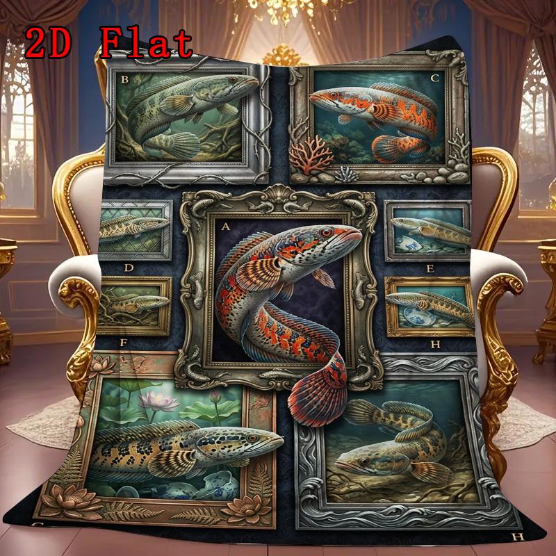 Eel Varieties 2D Flat Pattern Flannel Blanket, High quality All Seasons, Home Decor, Warmth and Comfort, Perfect for Christmas Gifts.