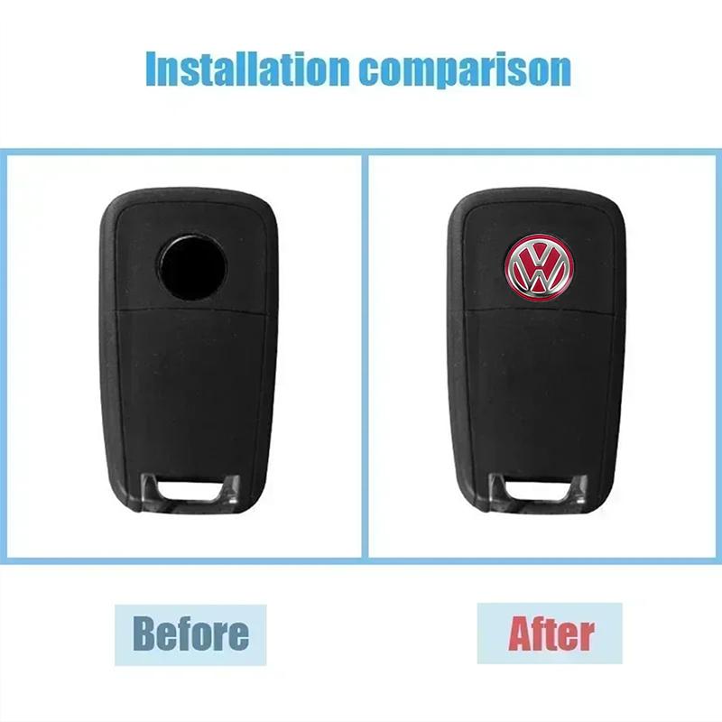 Car Sticker Hub Caps 5/10Pcs 14mm Car Key Emblem Stickers Auto Control Key Logo Decals For Volkswagen VW Golf Tiguan Jetta Trans