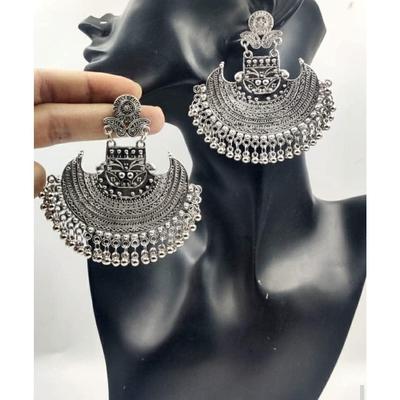 Moda Takılar Afgan Kabilesi Oksitlenmiş Dangler Jhumka Kızlar ve Kadınlar için | Ovel Şekilli Çıtçıtlı Klips | Hafif Süslü Damla Küpe