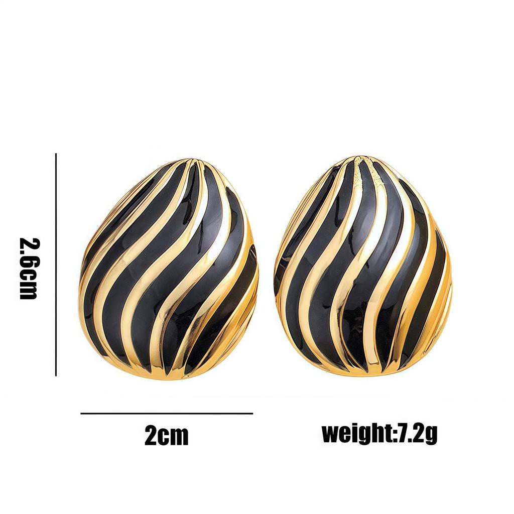 Summer Stripes Shell-Shaped Stainless Steel Stud Earrings