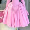 2025 Spring Elegant A-Line Dress: Women's High Waist, Long Sleeve Round Neck with Tie Detail