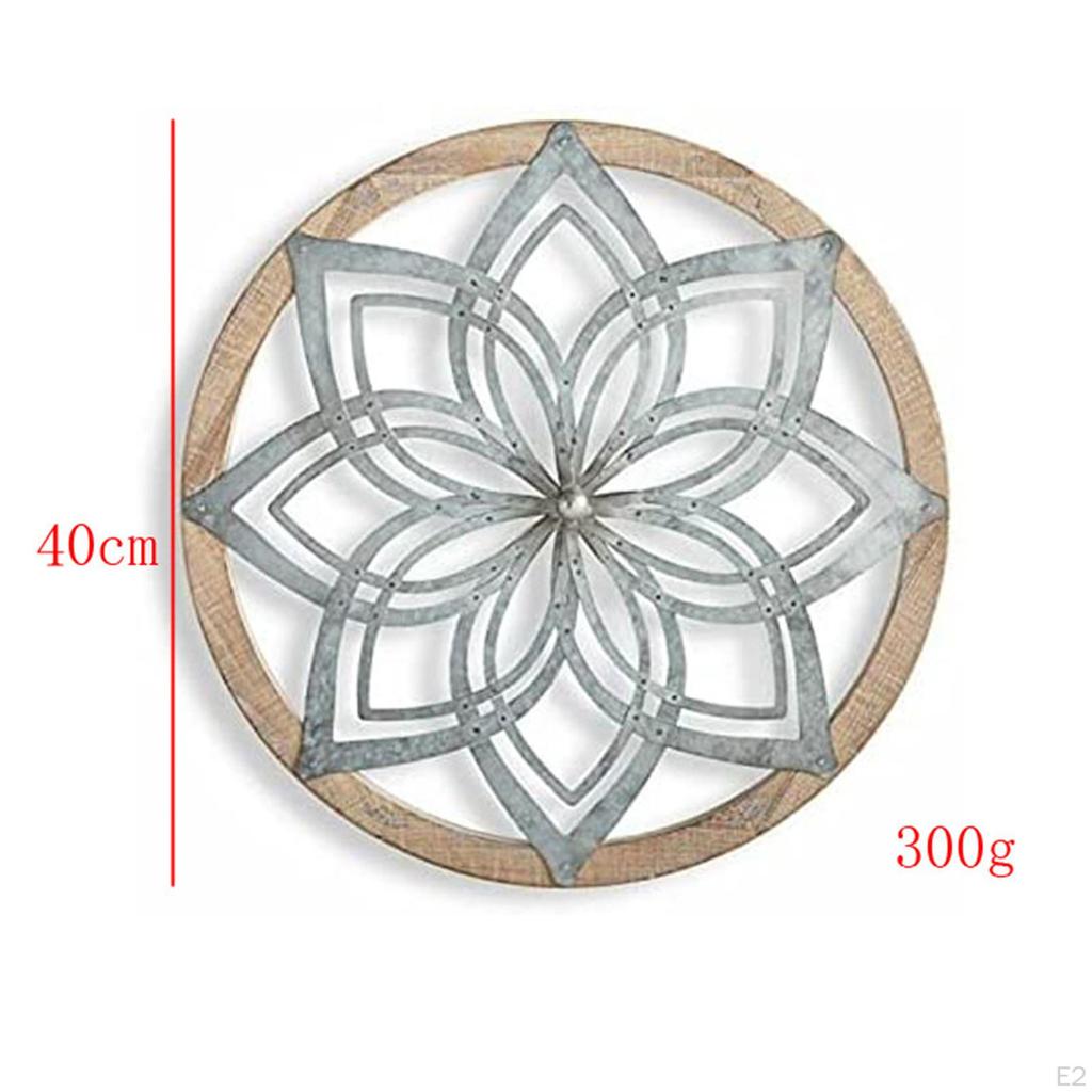 Circular Wall Decorative Medallion, Creative Home Sculpture Decoration, Metal Wooden Craft