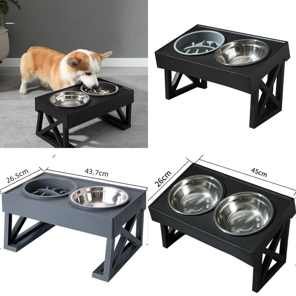 Nerezová sada pro krmení domácích mazlíčků s nastavitelnou výškou a designem pro pomalé jedení pro kočky a psy