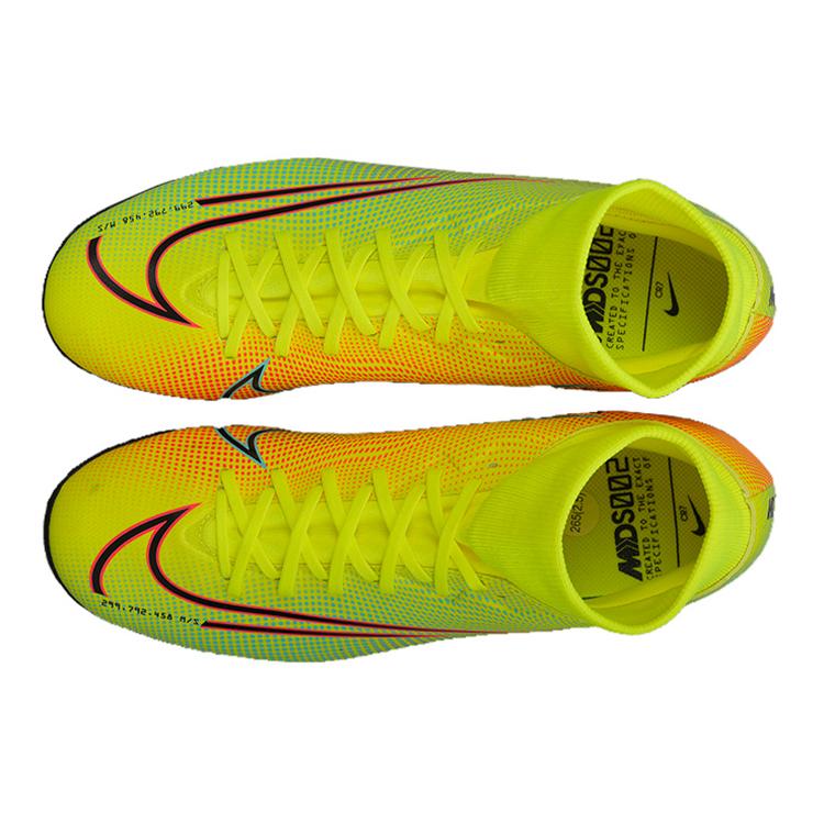 Nike Mercurial Superfly 7 Comfortable TF Turf Abrasion Resistant Soccer Shoes Men's Lemon BQ5435-703