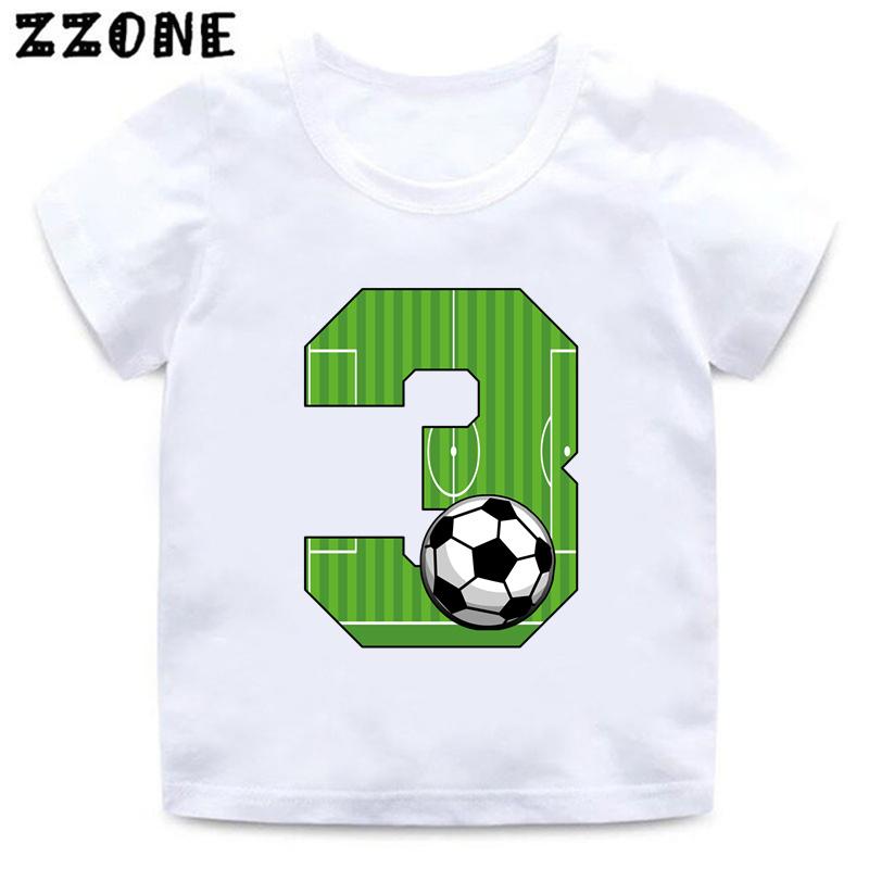 Cartoon Football Number Bow Print Funny Boys Clothes Years Birthday Soccer Kids T Shirt Baby Girls T-Shirts