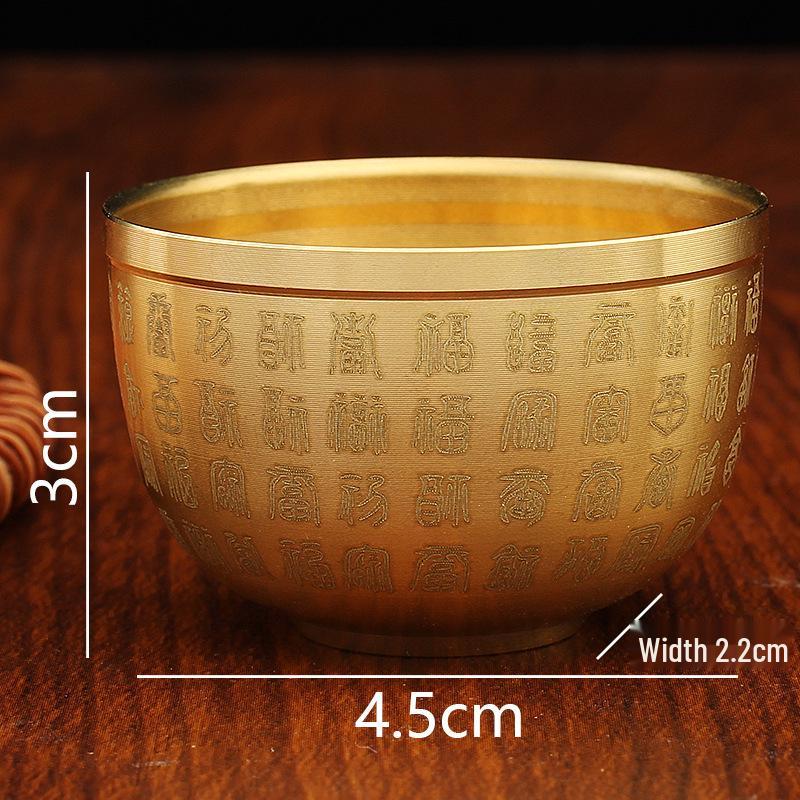 Messing Chinesischer Hundert Segen Becher Zylinder Ornament mit Schatztiegel und Legierung Barren Handwerk