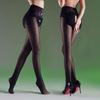 Black Silk Glossy Open-Crotch Fleece-Lined Pantyhose – Leg-Perfecting Sheer Stockings for Autumn & Winter