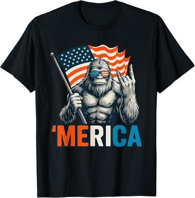 Bigfoot Merica Rock Koszulka Patriotyczna z Flagą Amerykańską na 4 lipca