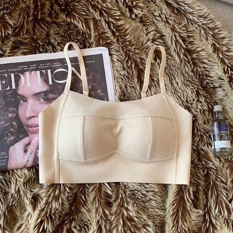 

Бесшовный бюстгальтер пуш-ап для женщин без косточек, поднимающий, тонкий, с открытой спиной, майка в стиле слинг, бюстгальтер-ками без косточек XL бежевый