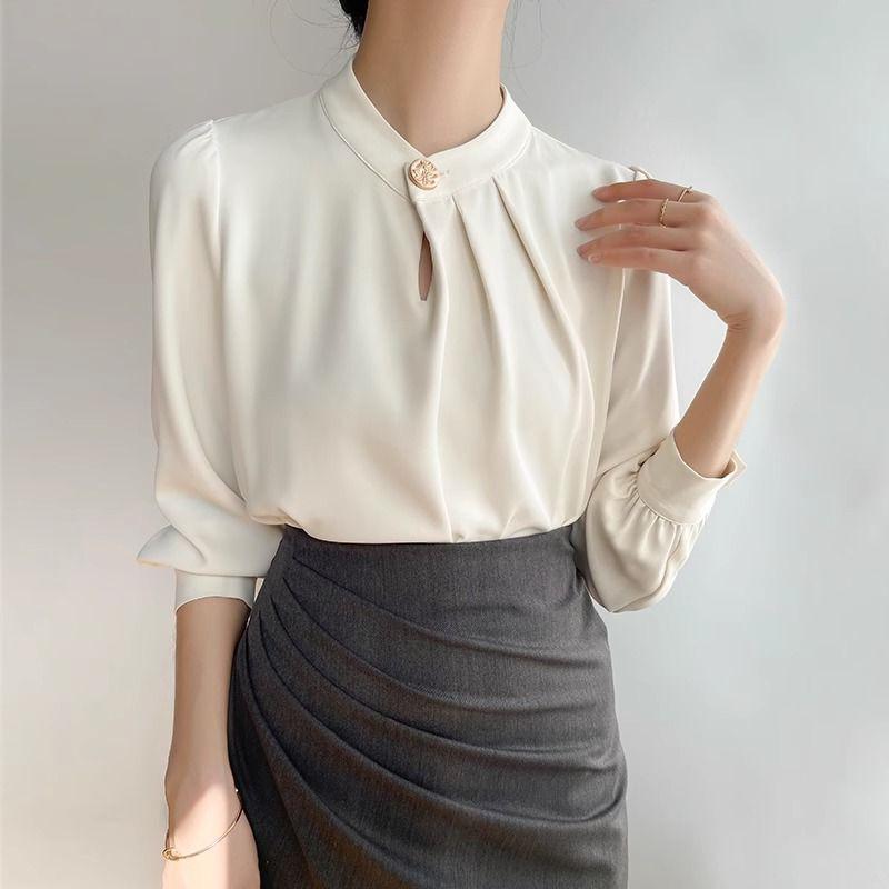 French Apricot Long-Sleeve Top - Spring/Autumn Design for Women