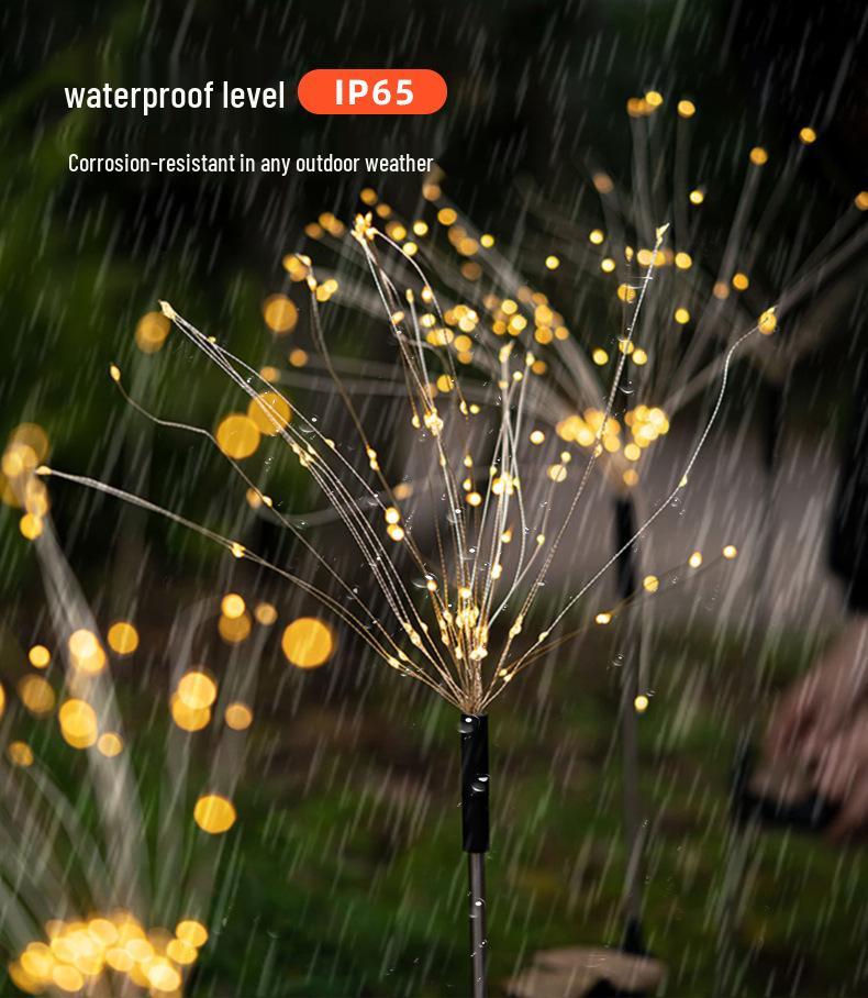 Solar LED Firework Garden Lights - Waterproof Outdoor Dandelion & Reed Decorative String Lights