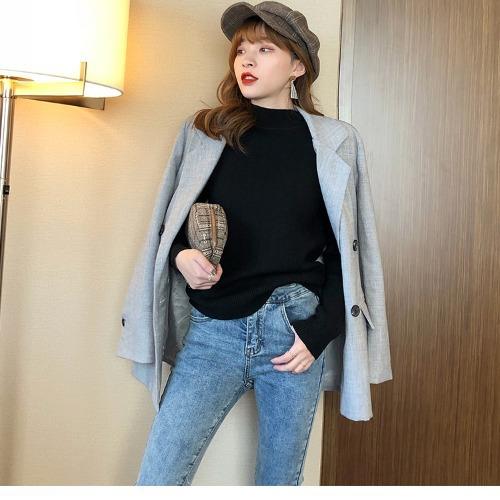 Fleece thickened bottoming shirt women's autumn and winter imitation mink fleece sweater integrated fleece semi-turtleneck knitted sweater with warm