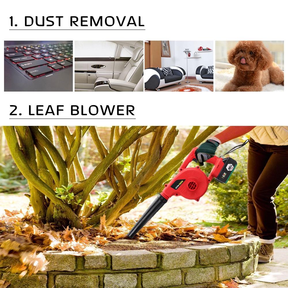 Handheld Cordless Leaf Air Blower Electric Hair Dryer Dust Sweeper Vacuums 12800mAh Li-ion Battery 220V