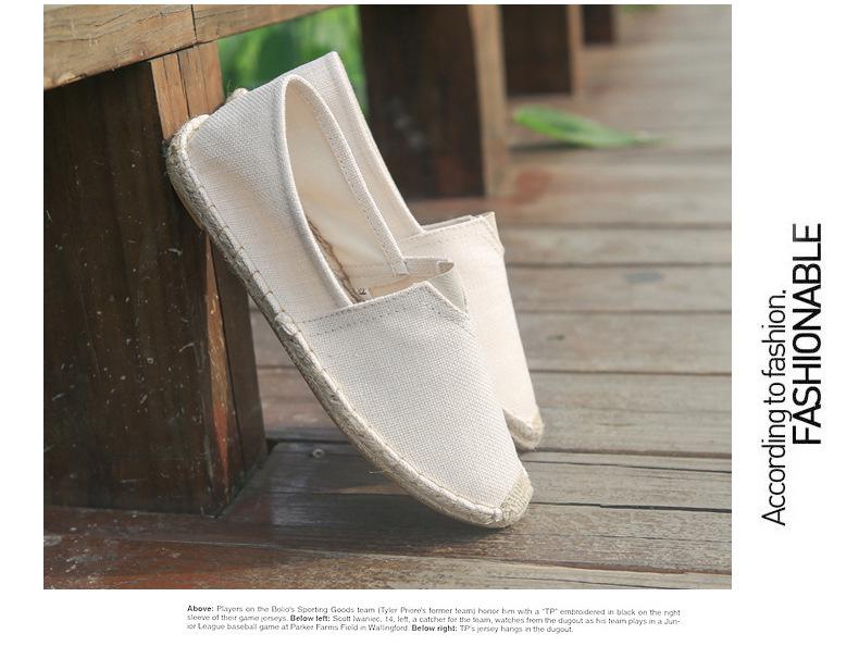 Plus Size Summer Slip-On Espadrilles: Casual Canvas Shoes with Linen Sole & Solid Color Hemp Rope Design