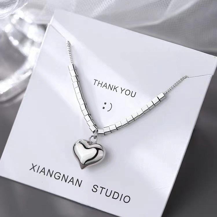 2023 New High-End 925 Sterling Silver Heart Necklace - Luxurious Clavicle Chain Design for Women