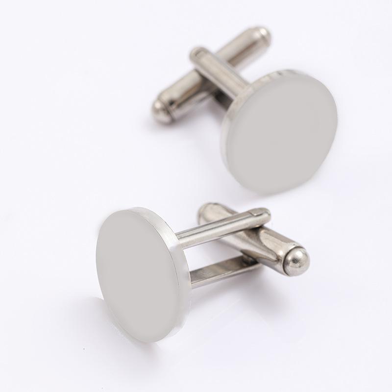 Stainless Steel Round Cufflinks for Men's Shirts (15mm)