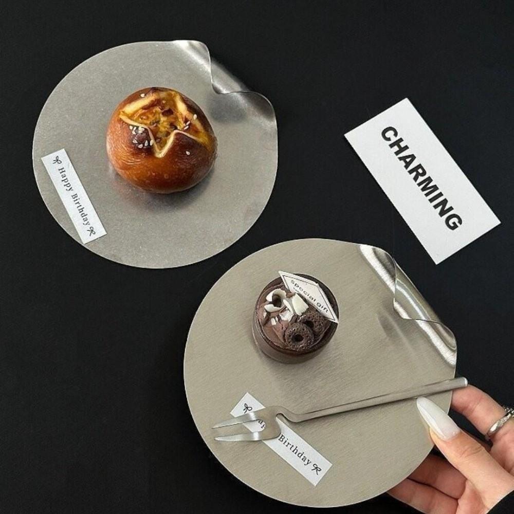 Square Round Serving Tray Stainless Steel Baking Dessert Tray Serving Platters Kitchen Tableware