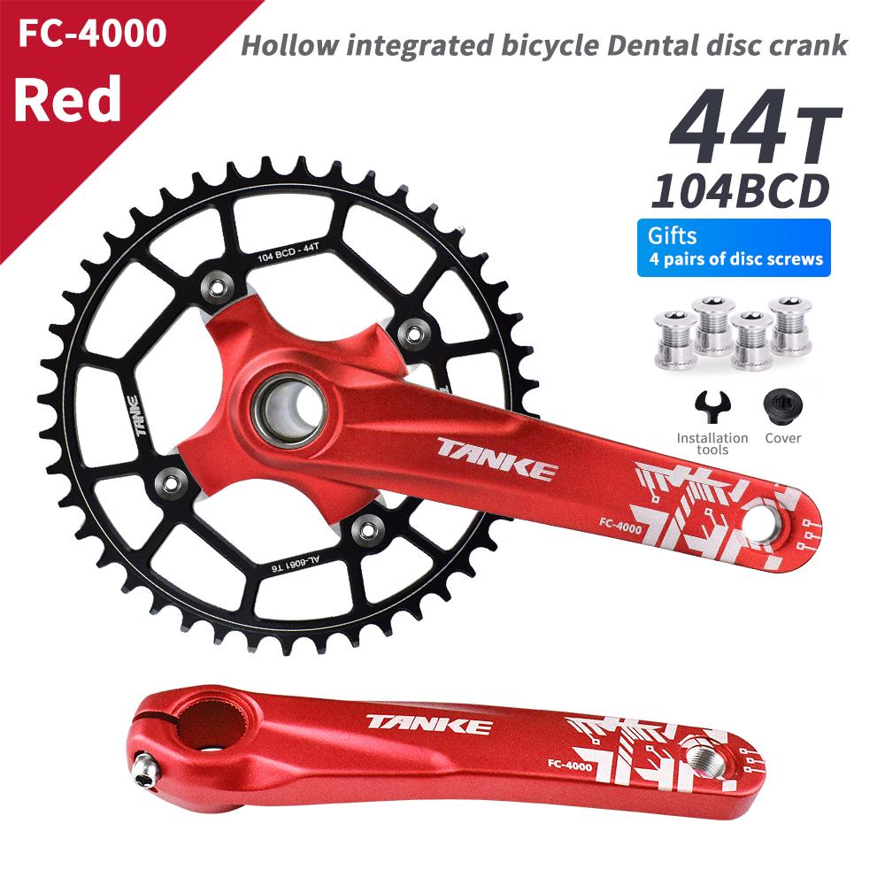 TANKE Crankset 170MM Bicycle Chainring Hollow Integrated Crankset 104 BCD Narrow Wide Bike MTB Crown  Square Hole Sprocket Crank