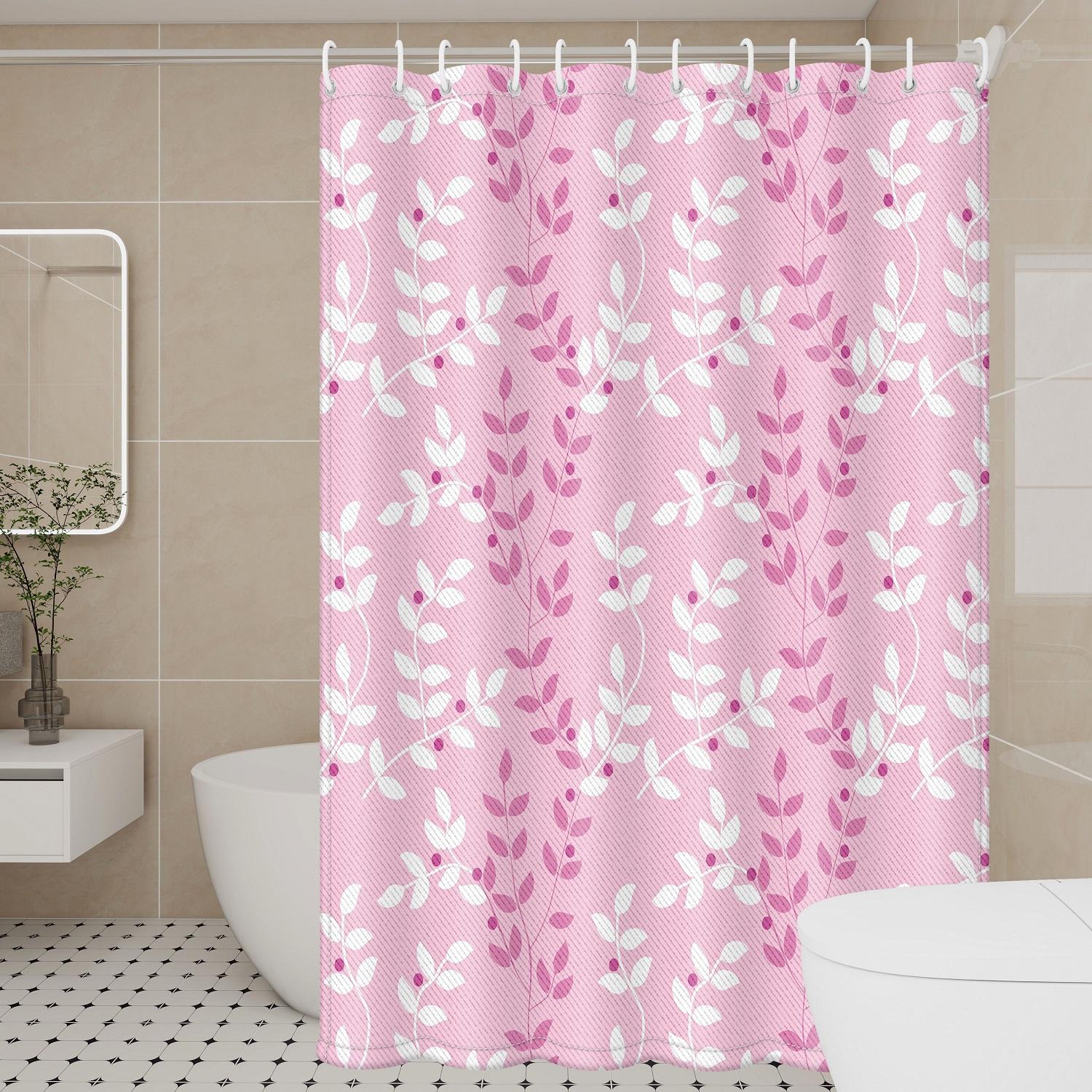 

Pastel Pink Foliage Shower Curtain - Feminine Durable Fabric for Fresh Vibes 80*180cm