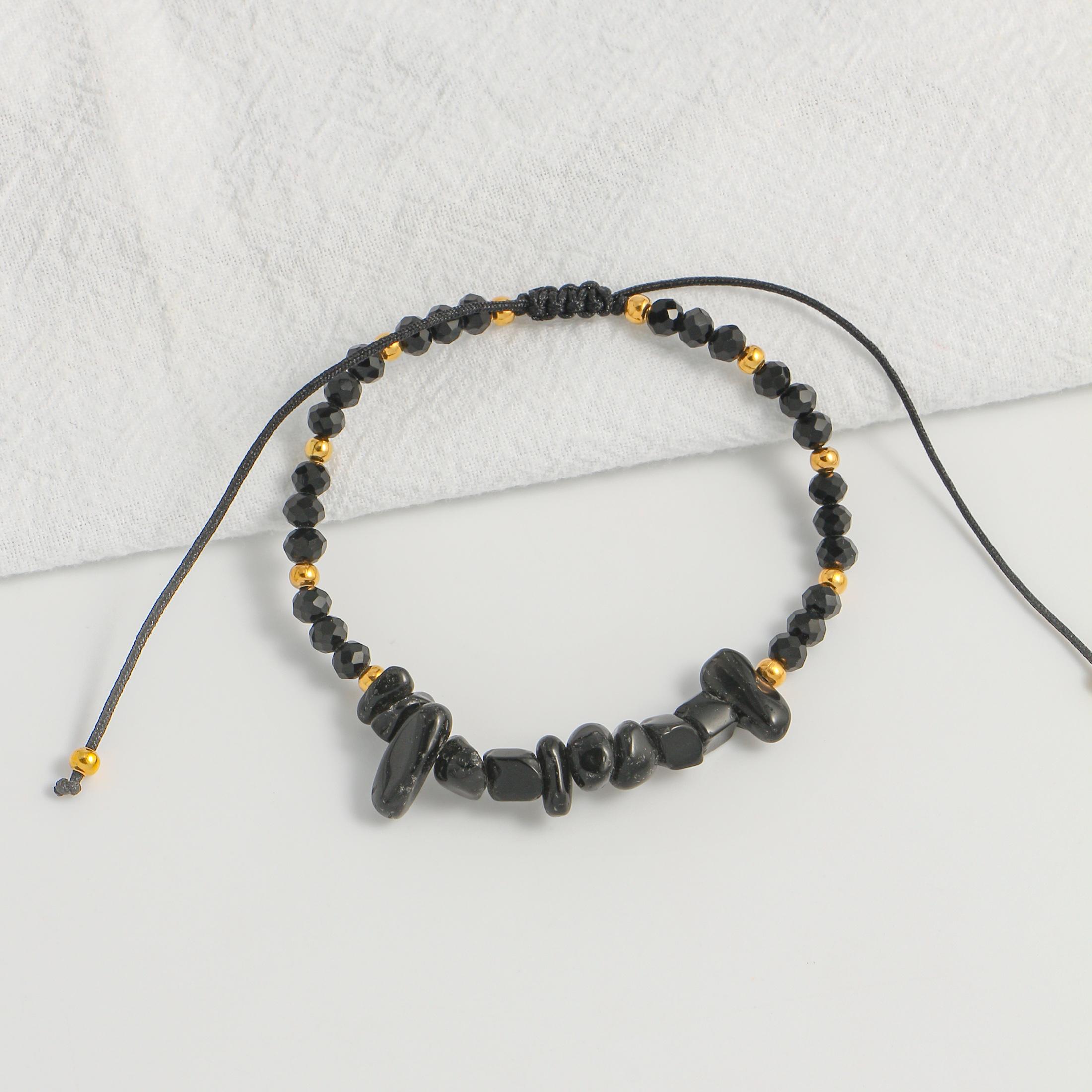 

Resin Beaded Necklace Natural Stone Chip Pendant Adjustable Choker Fashion Jewelry Gift for Women чёрный