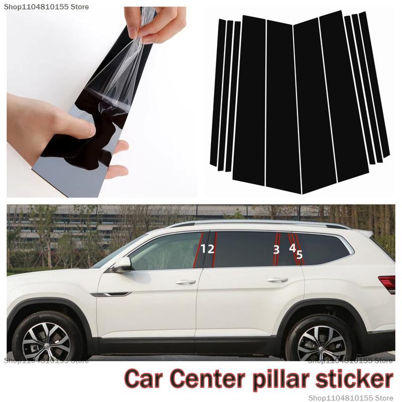 

For Volkswagen Taos Touareg Teamont Atlas pillar stickers to decorate car windows, door frames, and covers in bright black 17-24 11-22 Taos 8PCS