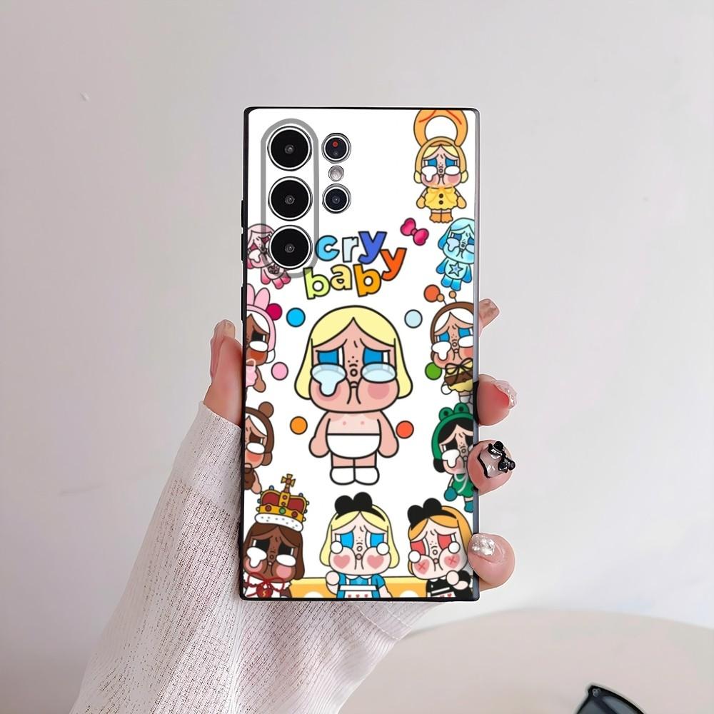 Cute C-Crybaby Doll Phone Case For Samsung Galaxy S25 S24 S22 S23 Ultra S21 S20 Plus 5G Frosted Non-Slip Full Cover Soft Case