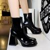 BIGTREE Super High Heels Women Snow Ankle Boots Platform Round Toe Sexy Shoes Chunky Chelsea Boots Trend Winter Goth Botas Mujer