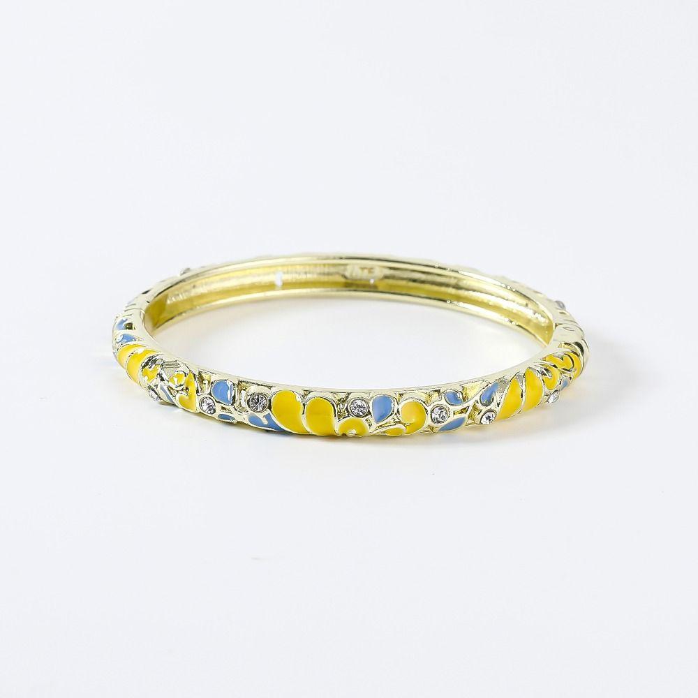 Enamel Vintage Cloisonne Bangle Traditional Women's Hand Bracelet Dainty Flower Bangle Ladies