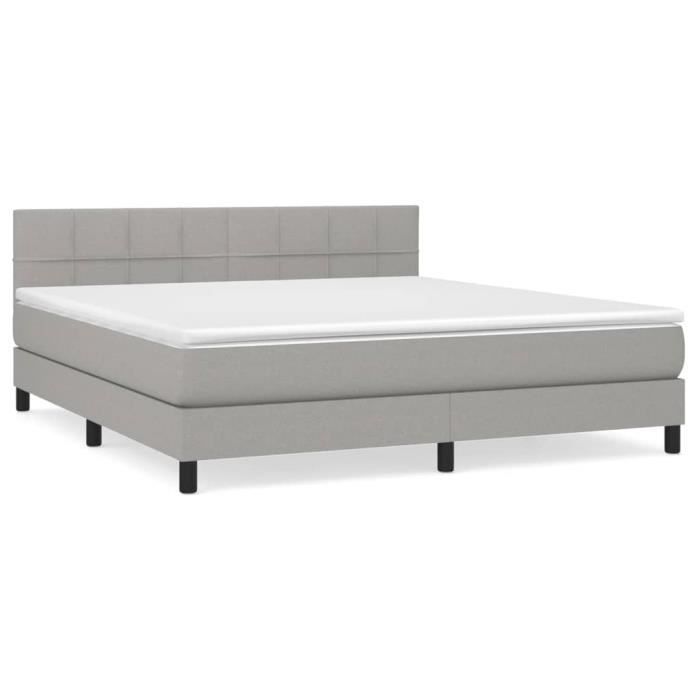 3140065 vidaXL Lit à sommier tapissier avec matelas Gris clair 160x200cm Tissu