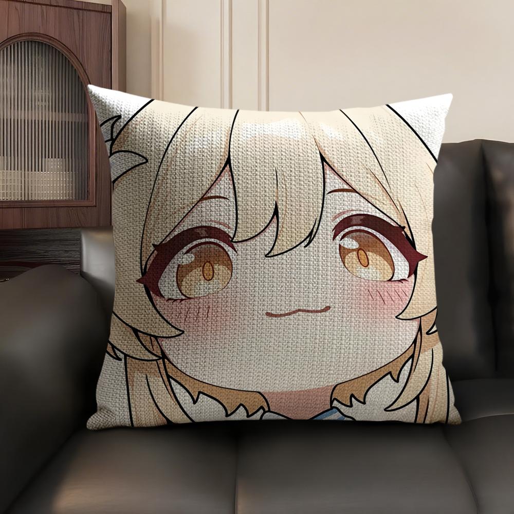 Lumine Cute Cute Genshin Impact Cushion Cover Natural Linen Organic Fabric DoubleSided Printing Sofa Home Decor Pillow Case