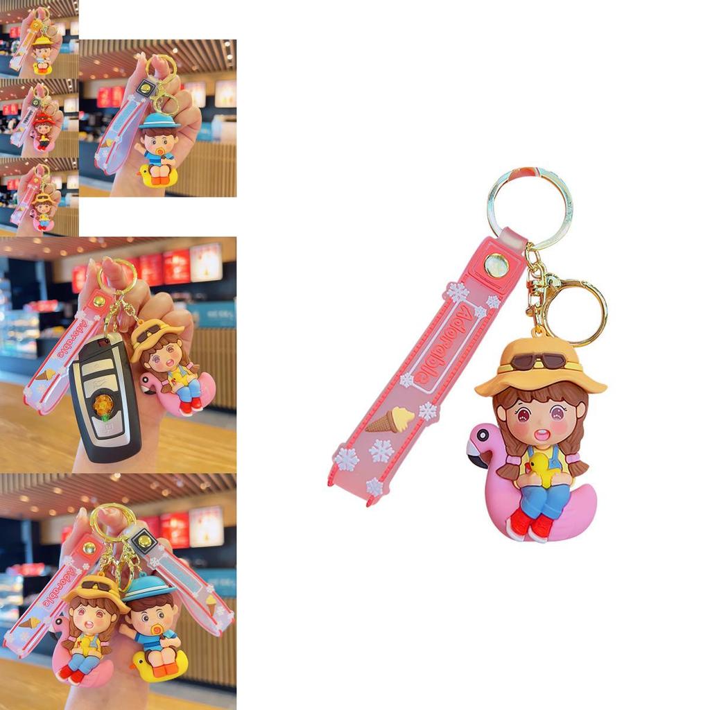 Adorable Cartoon Animal Keychains Soft Rubber Key Rings Cute Couple Gifts