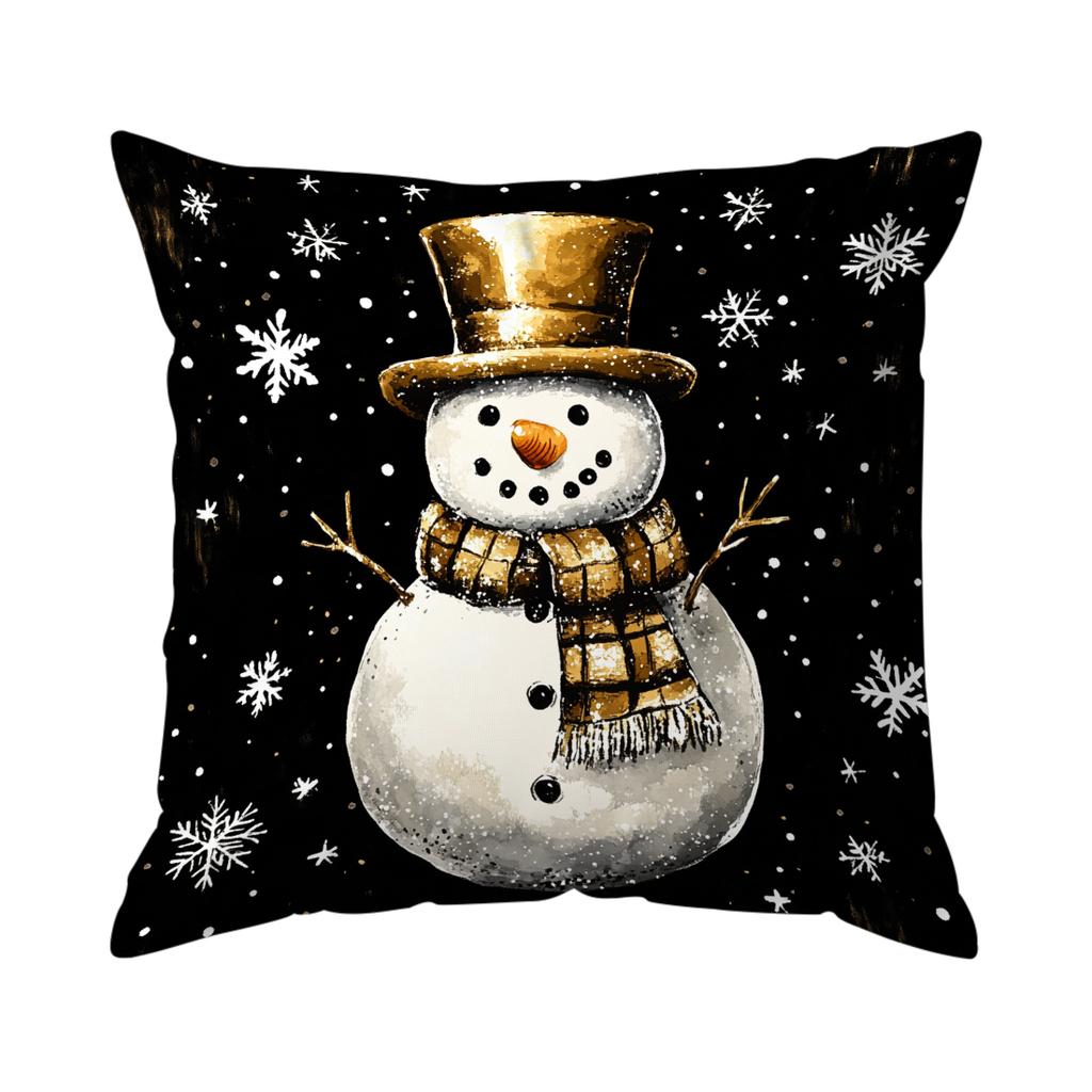 Black Gold Christmas Theme Pillowcase Bedroom Cushion Cover 100% Polyester Living Room Cushion Pillowcase Home Decor