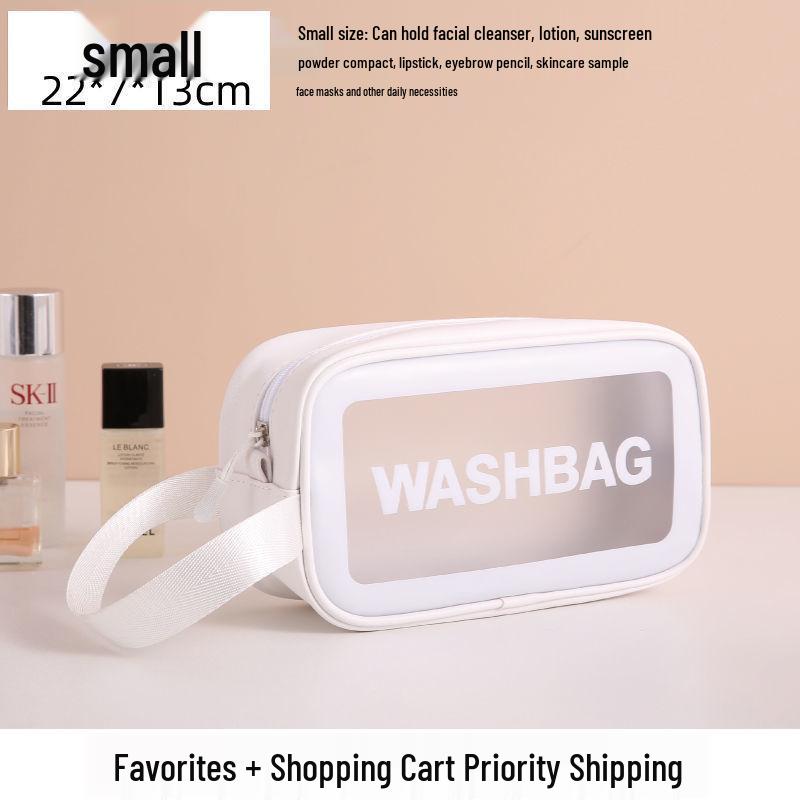 Waterproof Portable Makeup Organizer - Large Capacity PU Clear Toiletry Travel Bag