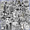 Munich Past 60 Dark Style Black & White Sketch Journal Stickers for Water Bottles