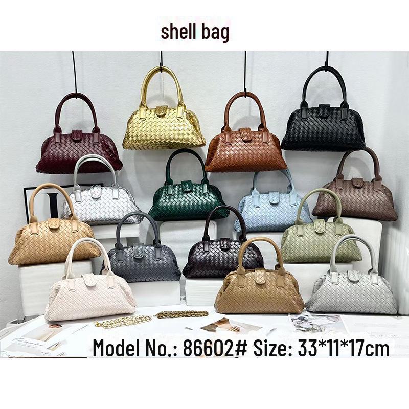 Genuine Leather Women's Crossbody Handwoven Boston Bag