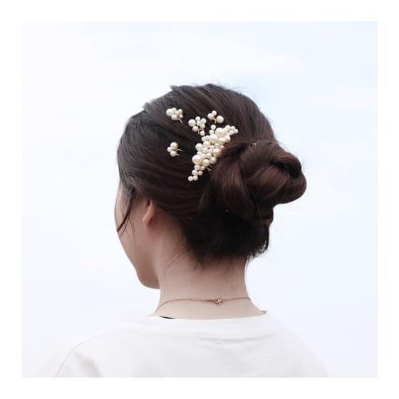 DFsucces Pearl Hair Accessories U-Pin Hairpins Kanzashi for Japanese Traditional Attire, Photoshoots, Weddings, Parties, Bride - 5 Piece Set, Silver,