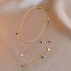 Gold Color Star Charm Bracelet Titanium Steel Double Clavicle Chain Multilayer Necklace  for Women