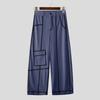 INCERUN Men Zipper Waist Stitching Casual Long Trousers Wide Legs Pants