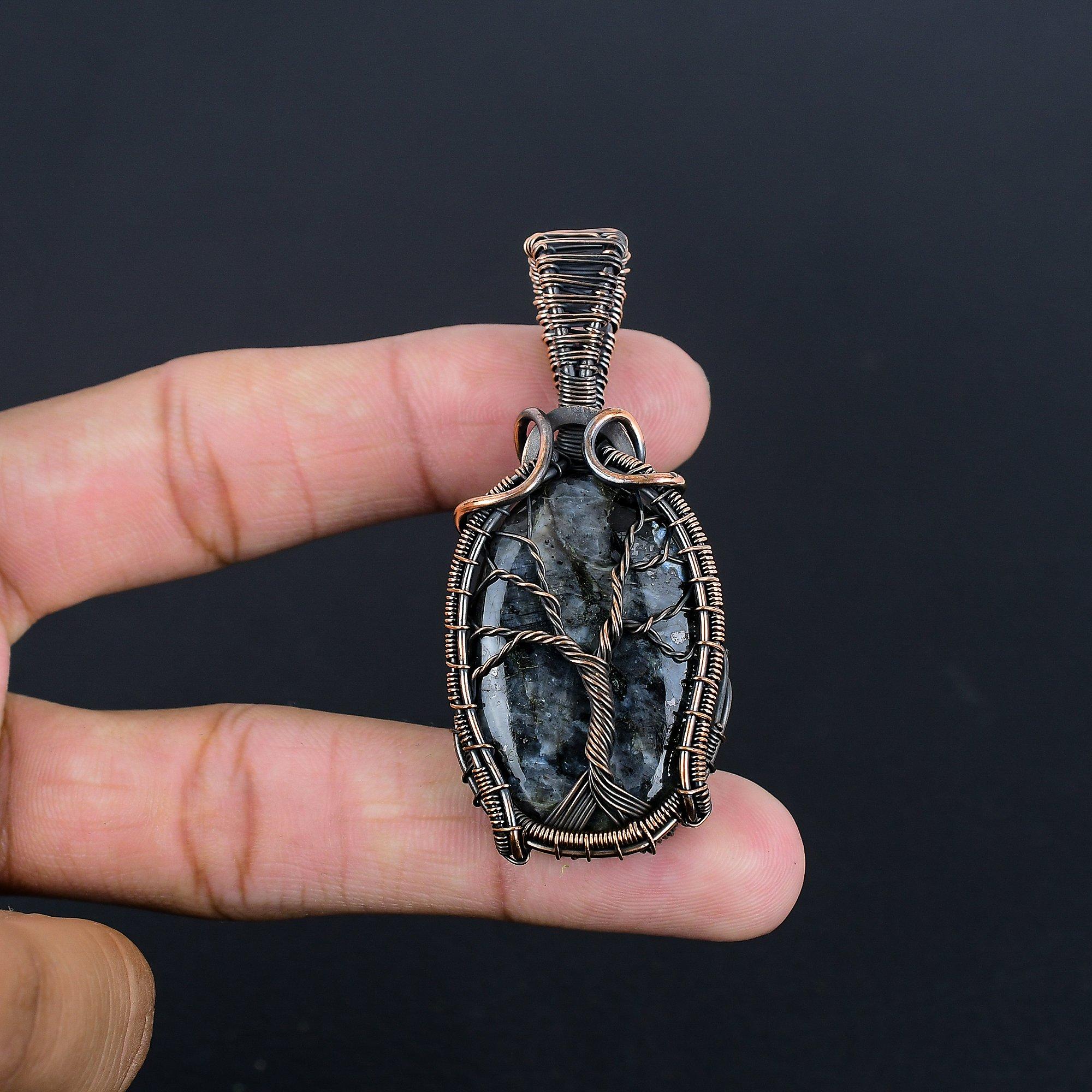 

Кулон из лабрадорита, ювелирное изделие из драгоценного камня ручной работы, кулон, обернутый медной проволокой 999 пробы, кулон с уникальным дизайном 2.55 Inches