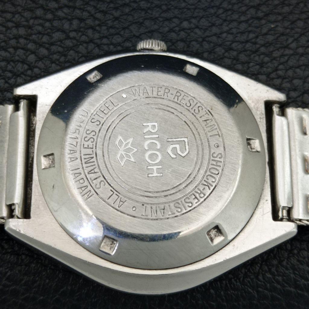 JAPAN VINTAGE RICOH R31 AUTOMATIC MENS BLUE COLOR DIAL WATCH a707734-1