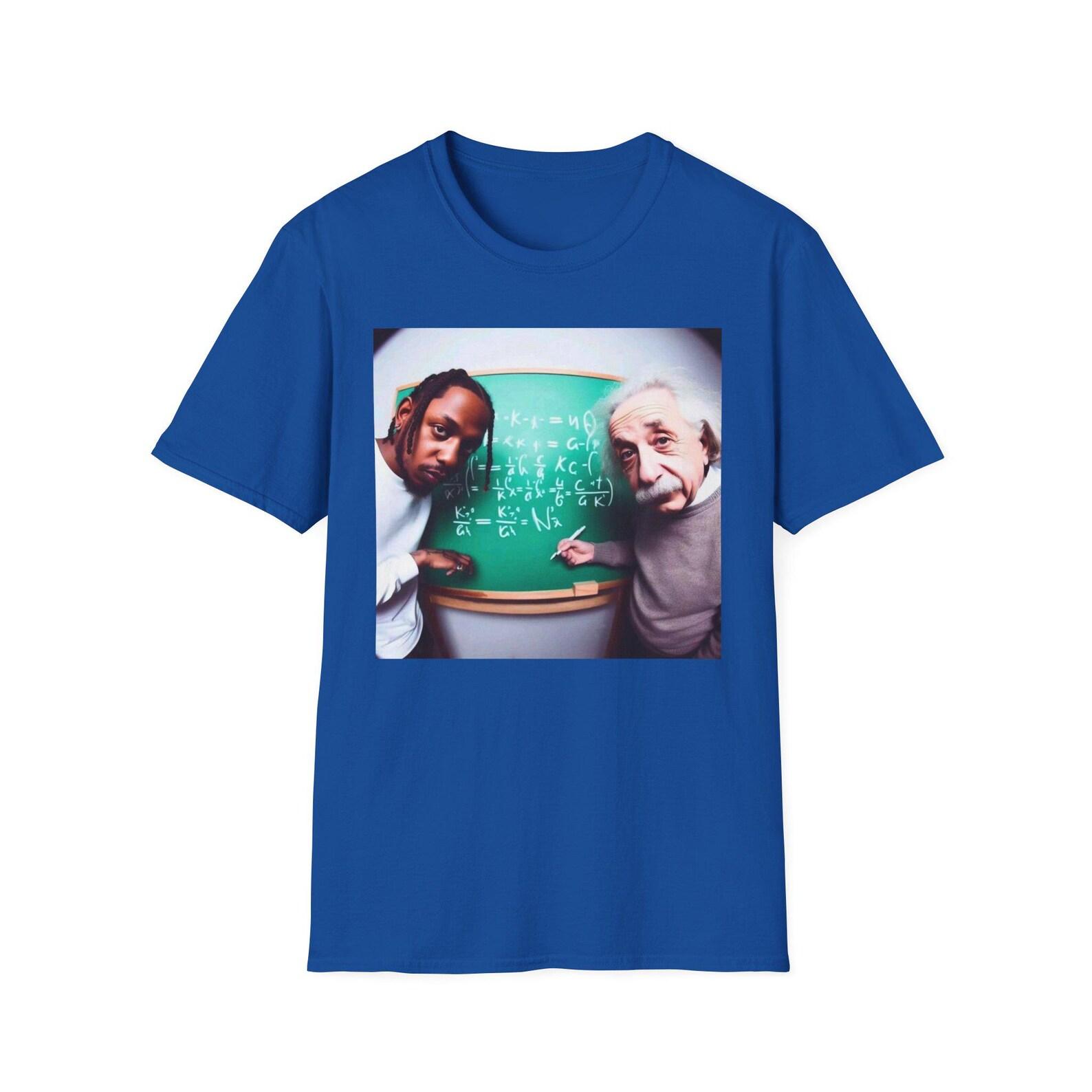 Kendrick Lamar and Albert Einstein | Funny AI Image Albert Einstein Scientist Tee Kendrick Lamar Rap 90s Hip Hop Rapper Shirt | Unisex Tee 2XL