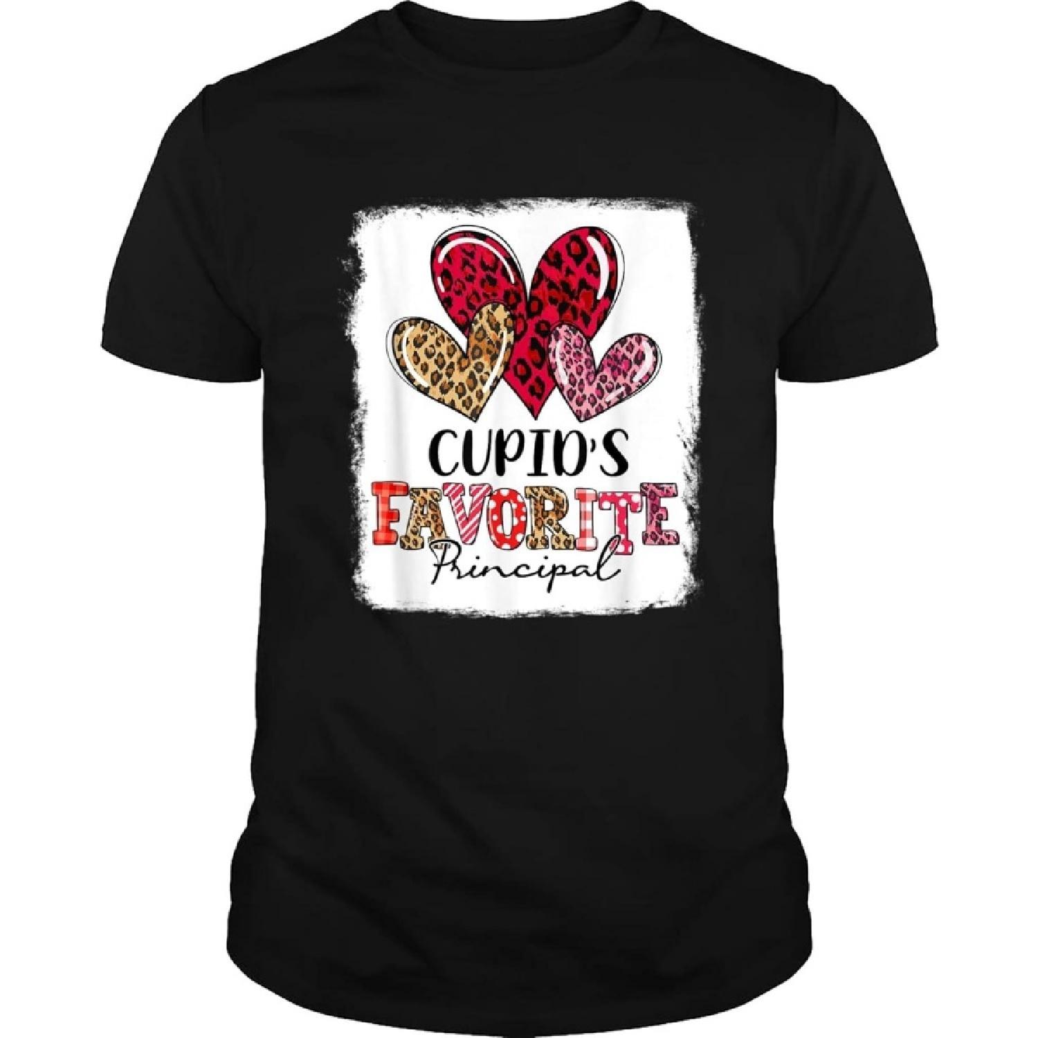 

UNIXMAC Cute Leopard Heart Cupid s Favorite Principal Valentines Day T-Shirt-Graphic Tee Men-Return A Gift Black XXXXXL різнокольоровий