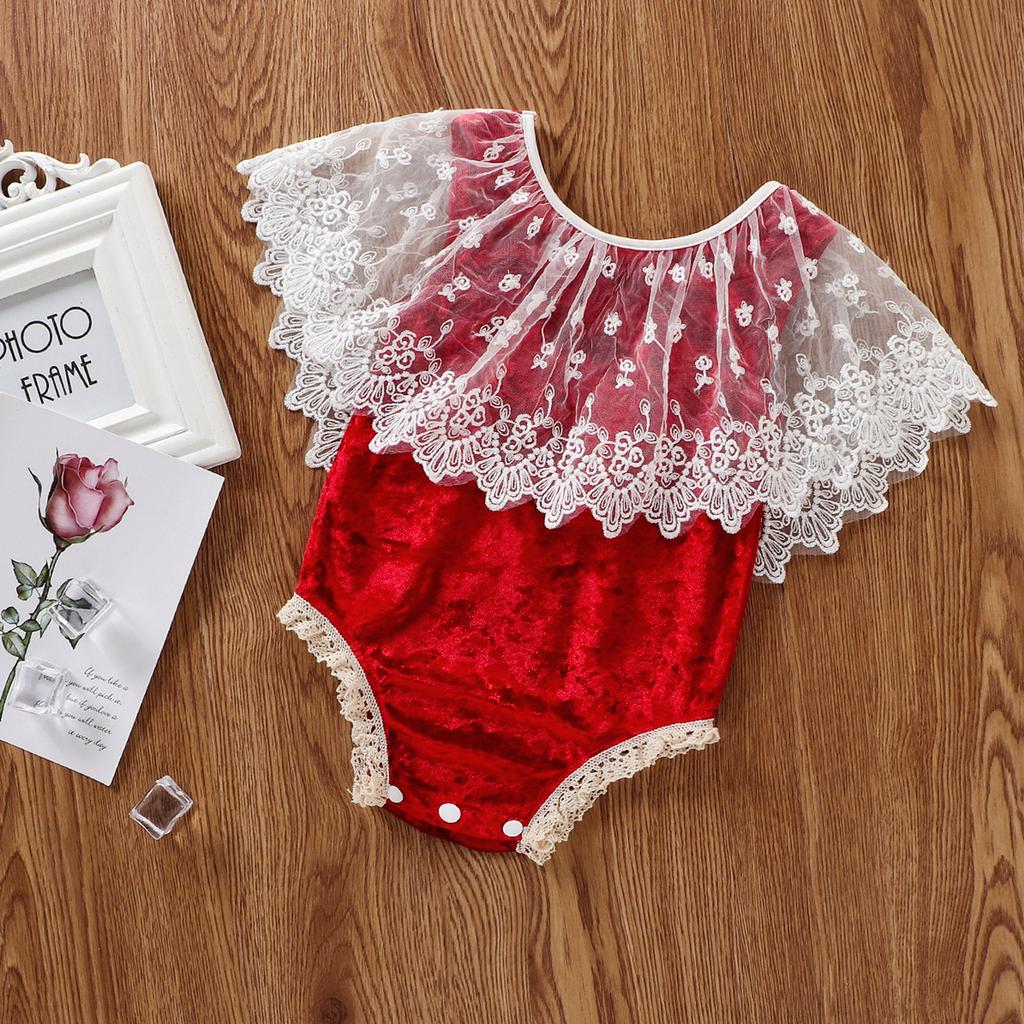 Baby Photo Clothes Lacy Jumpsuit Newborn Photoshooting Props OnePiece Lace Romper Bodysuit Skin-Friendly Photo Outfit