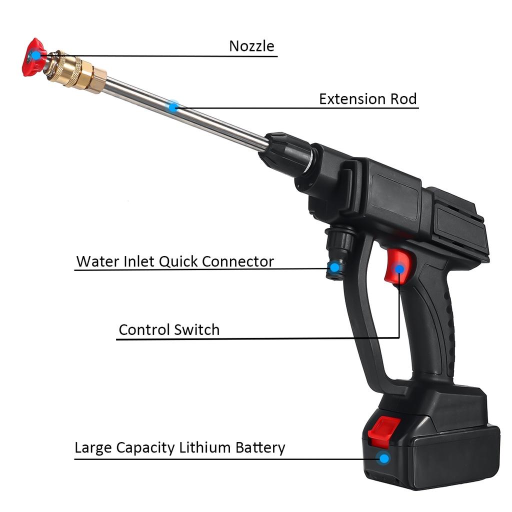 600W 48VF Cordless High Pressure Car Washer Spray Water Guns Pressure Water Nozzle Cleaning Machine With 2Battery