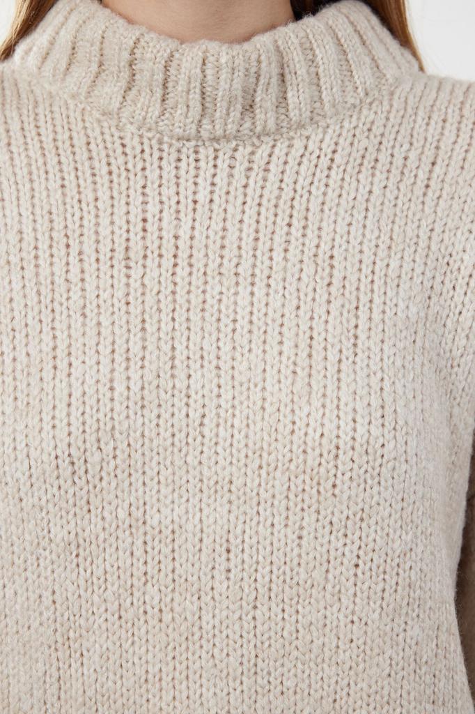 Women's Fashionable Stylish Sweater Stone Soft Textured Crew Neck Knitwear Sweater