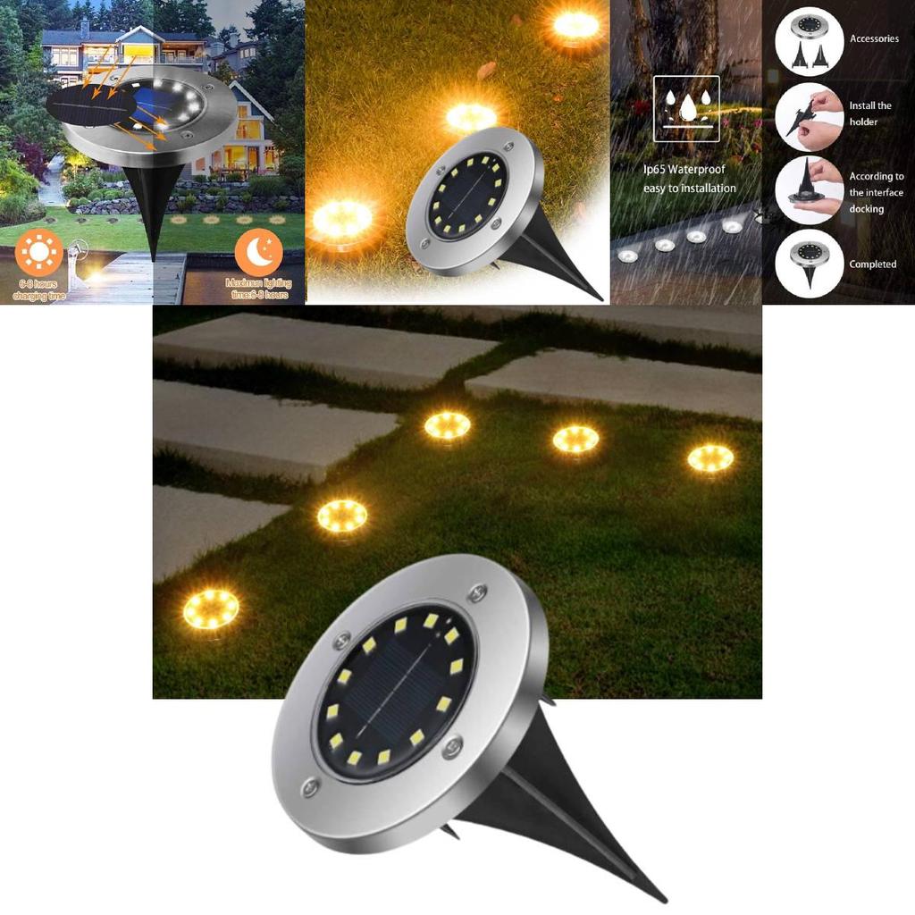 Outdoor Stainless Steel 8 Led Solar Ground Lights Waterproof For Garden Lawn Patio
