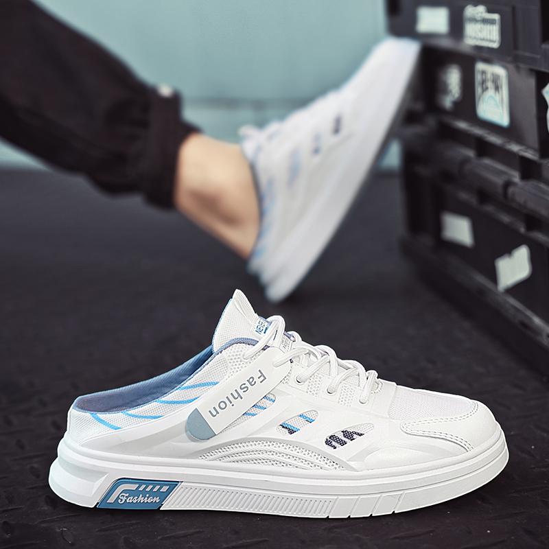Sapatos Meio de Rede Respirável de Verão 2025 Para Homens Mules Sandálias Sapatilhas Sem Costas Mocassins Chinelos Homem Slides Sapatos Casuais Semicolados